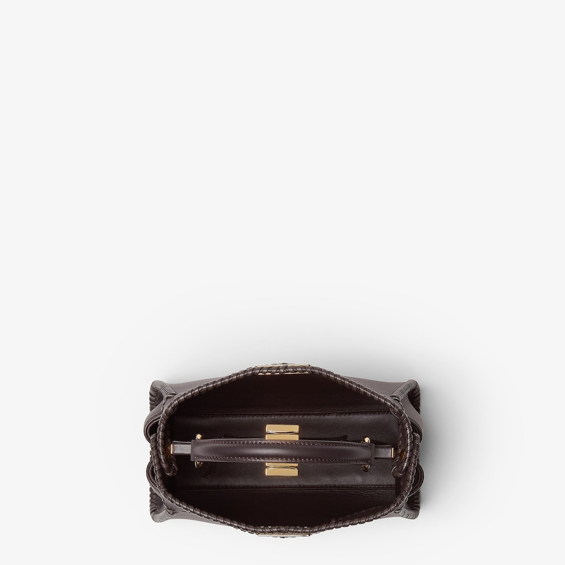 FENDI Peekaboo Mini Dark brown leather bag with threading - Image 2